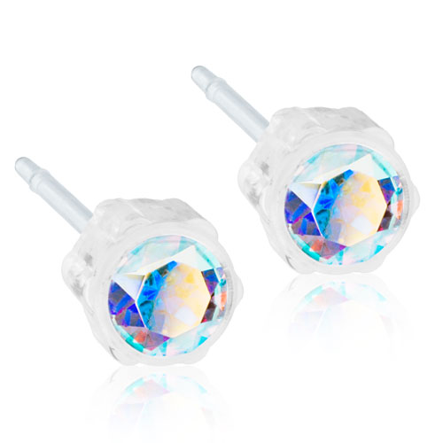 Medical Plastic 8mm Brilliance Puck Hollow Earrings