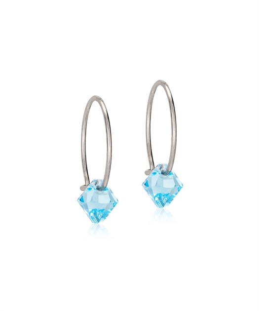 NT Ear Ring 14 mm, Bicone 6 mm, Aquamarine