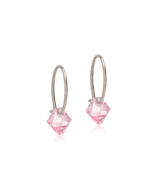 NT Ear Ring 12 mm, Bicone 6 mm, Light rose
