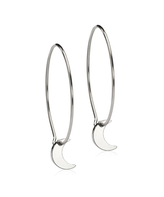 Titan Big Ear Ring Pendant Moon 25mm