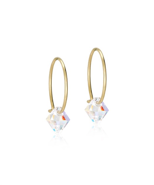 GT Ear Ring 14 mm, Bicone 6 mm, Rainbow