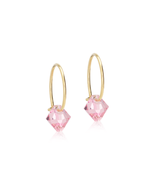 GT Ear Ring 12 mm, Bicone 6 mm, Light rose