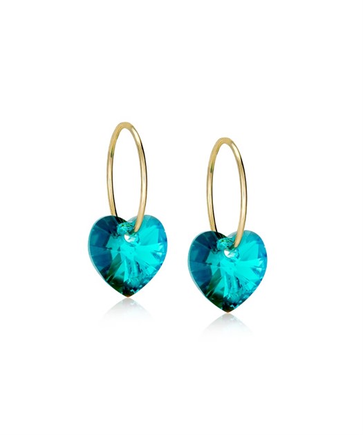 GT Ear Ring 14 mm, Heart 10 mm, Turquoise