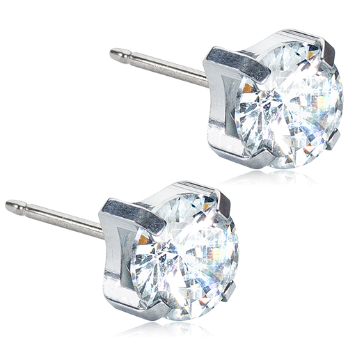 Silver Tiffany CZ White 7mm