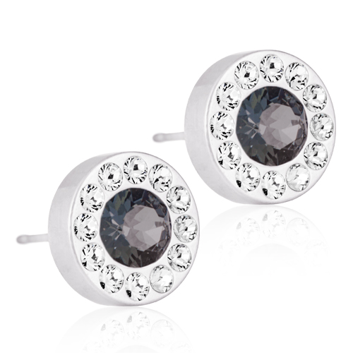 Silver Brilliance Halo  Crystal / Black Diamond 8mm