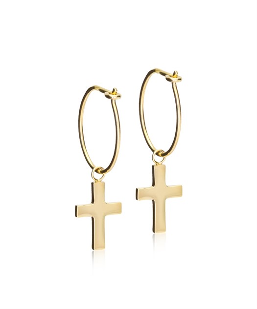 GT Ear Ring 14 mm, Pendant Cross 11 mm