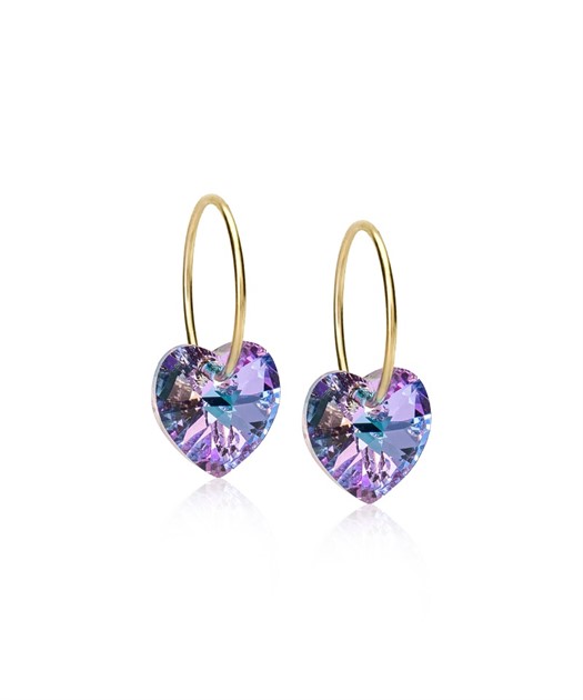 GT Ear Ring 14 mm, Heart 10 mm, Lilac